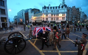 Provat ne Londer per ceremonine funebre te Margaret Thatcher, qe do te behen ne 17 prill. (Carl Court, Afp)